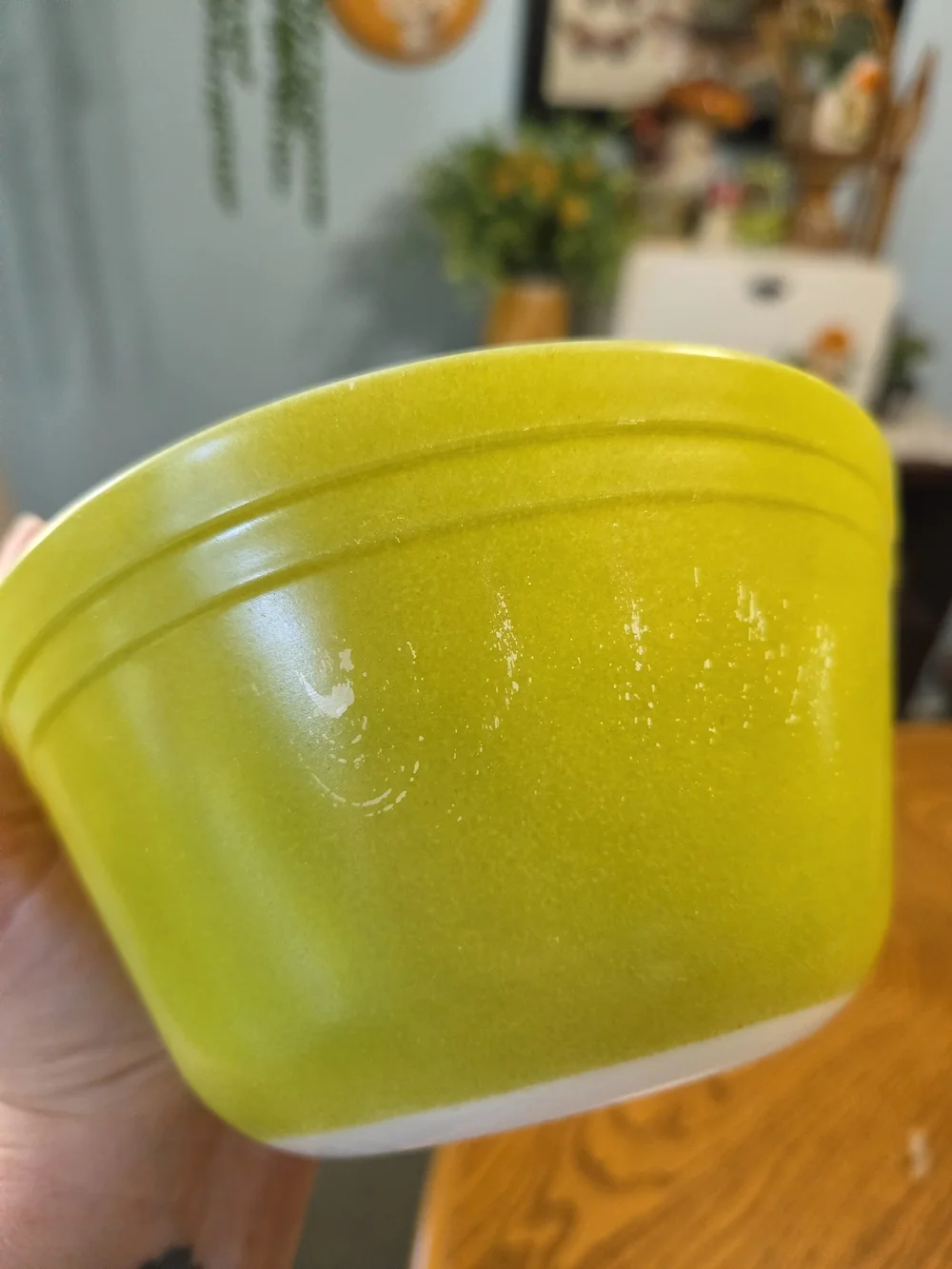 Vintage Fire-King Anchor Hocking Avocado Green Milk Glass Mixing Bowl